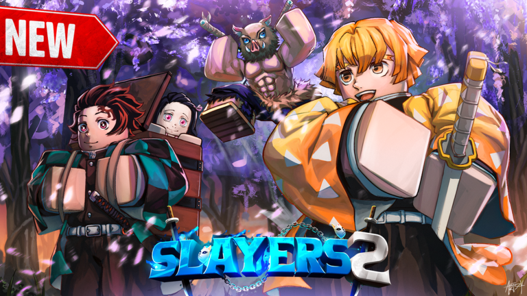 Official Slayers 2 Roblox thumbnail with illustrated characters
